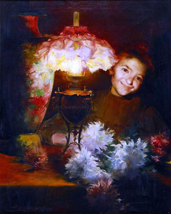 Luis Graner Nina con Lampara - Hand Painted Oil Painting