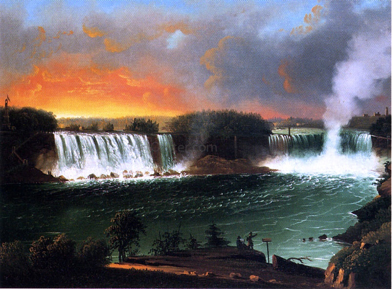 Nicolino Calyo Niagara Falls from Table Rock - Hand Painted Oil Painting