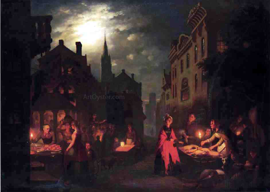 Johann Mongles Culverhouse Night Market - Hand Painted Oil Painting