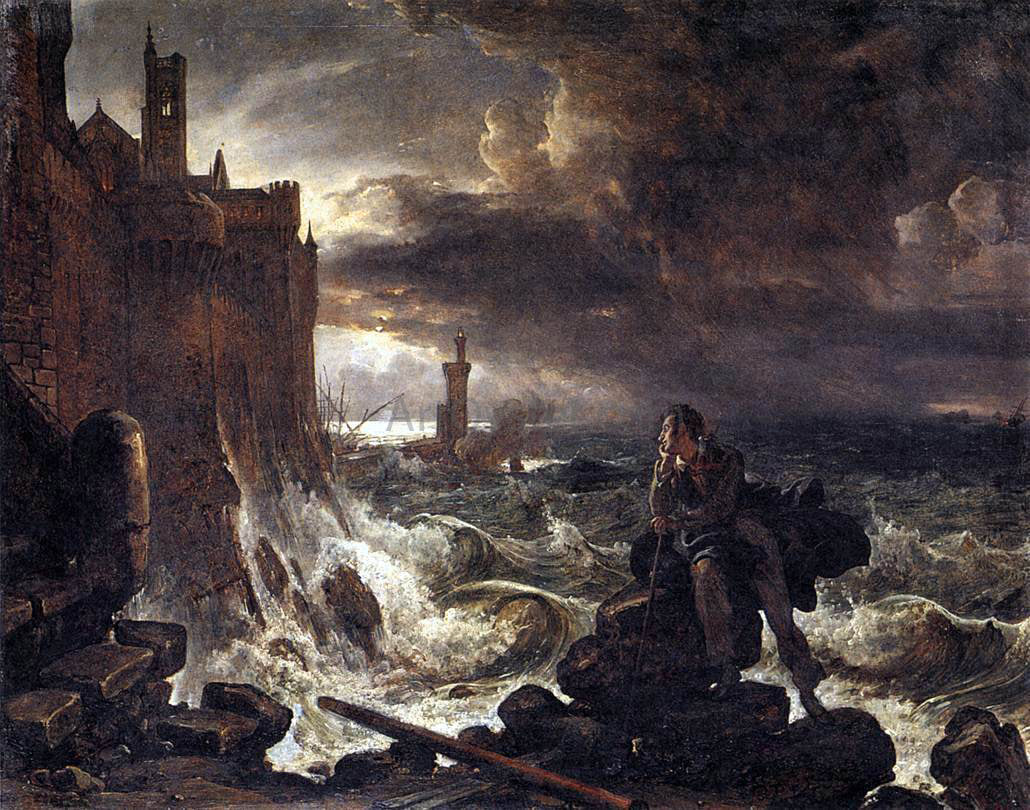 Franz Ludwig Catel Night Piece from the Closing Scene of 'Rene' by Chateaubriand - Hand Painted Oil Painting