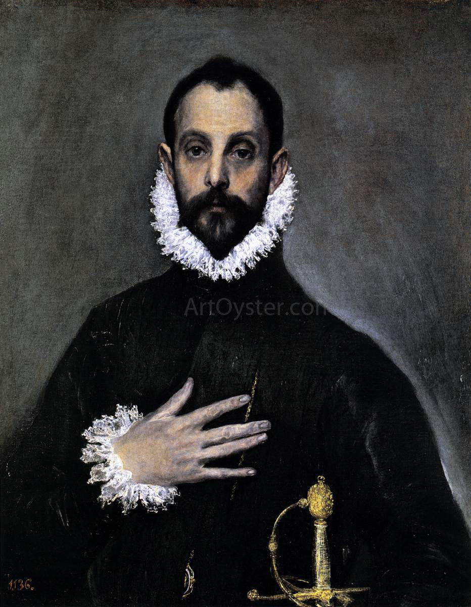 El Greco Nobleman with his Hand on his Chest - Hand Painted Oil Painting