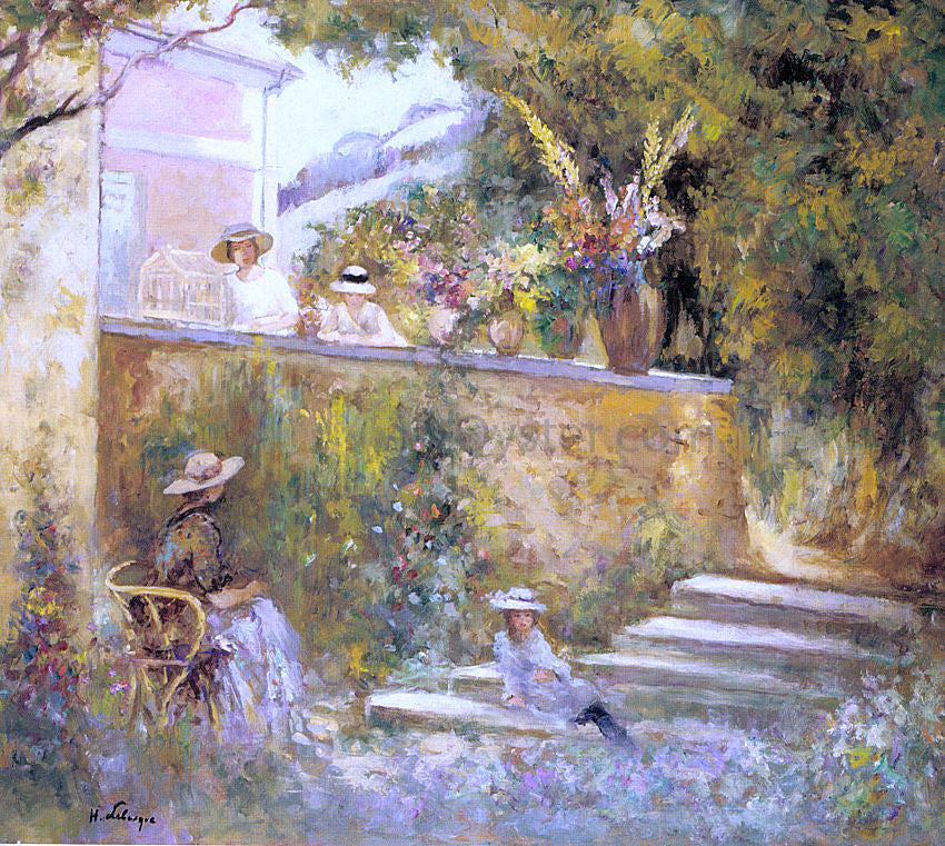 Henri Lebasque Nono and Madame Lebasque in the Garden - Hand Painted Oil Painting