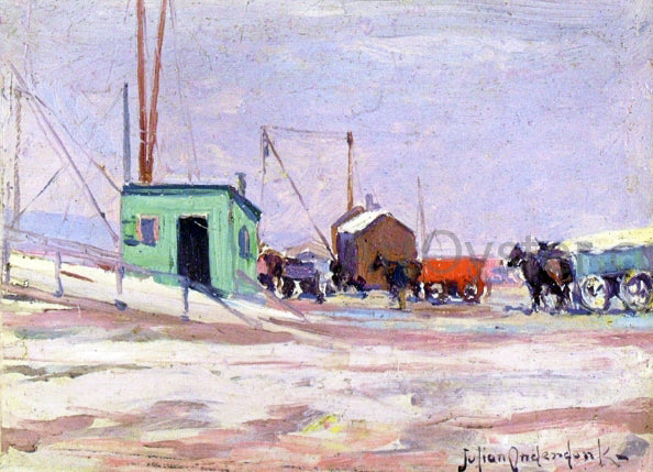 Julian Onderdonk Noontime on the Docks, Hudson River and 85th Street - Hand Painted Oil Painting