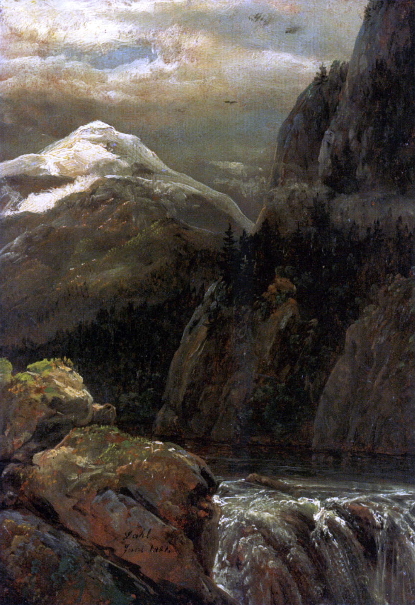 Johan Christian Claussen Dahl Nordisk Landskap Ved Innsjo - Hand Painted Oil Painting