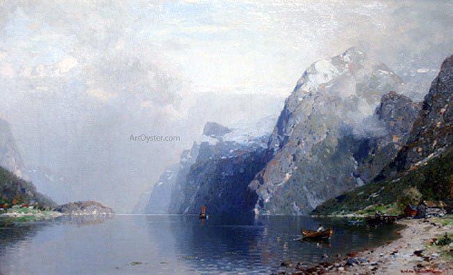 Georg Anton Rasmussen Norwegian Fjord - Hand Painted Oil Painting