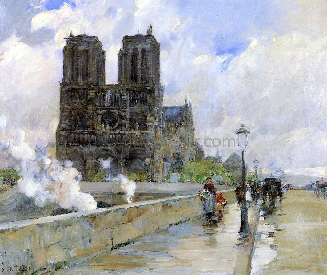  Frederick Childe Hassam Notre Dame Cathedral, Paris, 1888 - Hand Painted Oil Painting