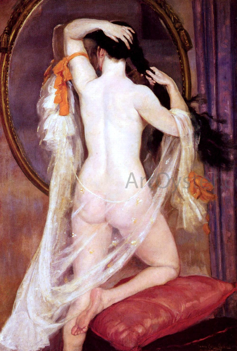 Henry Caro-Delvaille Nu Au Miroir - Hand Painted Oil Painting
