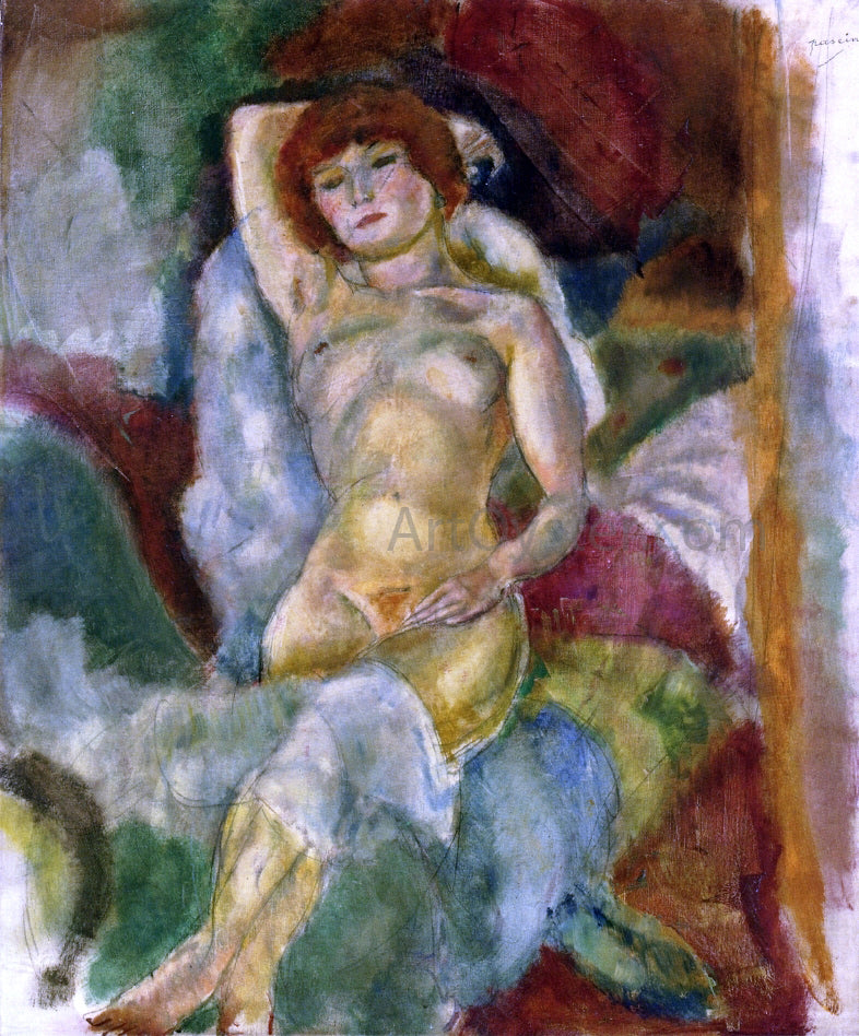 Jules Pascin Nude, Arm Raised - Hand Painted Oil Painting