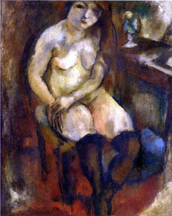 Jules Pascin Nude with Black Stockings - Hand Painted Oil Painting