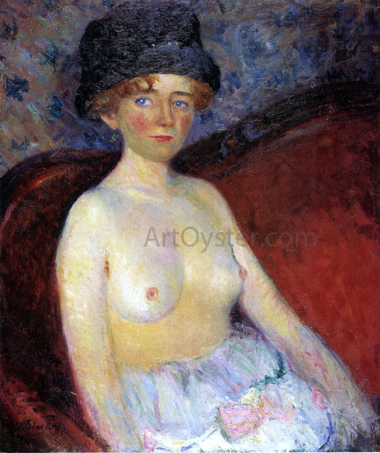 William James Glackens Nude with Hat - Hand Painted Oil Painting