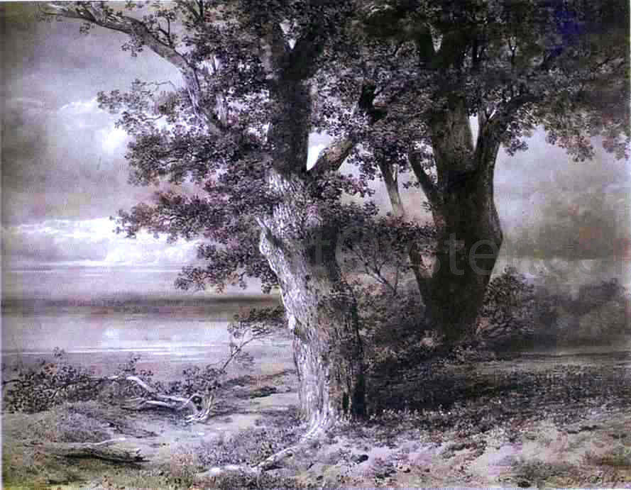 Alexei Kondratevich Savrasov Oaks on River Bank - Hand Painted Oil Painting