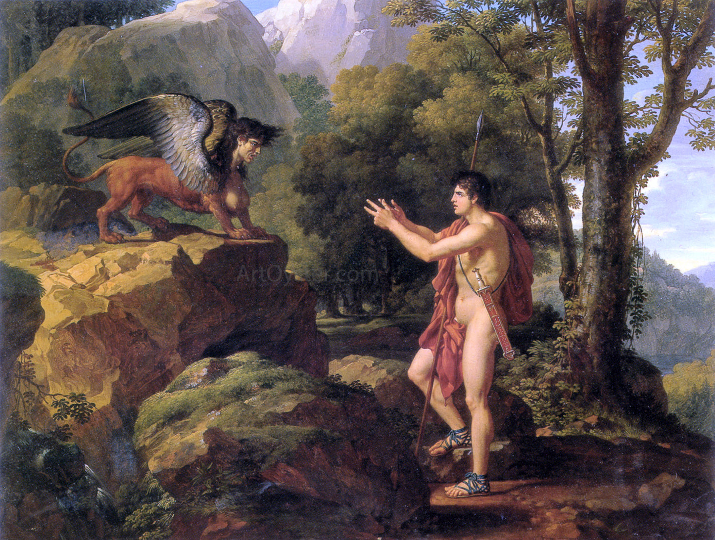 Francois-Xavier Fabre Oedipus and the Sphinx - Hand Painted Oil Painting