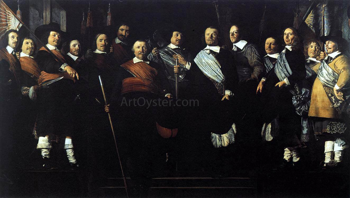 Caesar Van Everdingen Officers and Standard-Bearers of the Old Civic Guard - Hand Painted Oil Painting