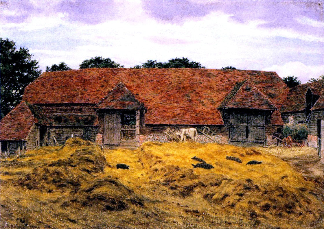 George Boyce RWS An Old Barn at Whitchurch, Oxon - Hand Painted Oil Painting