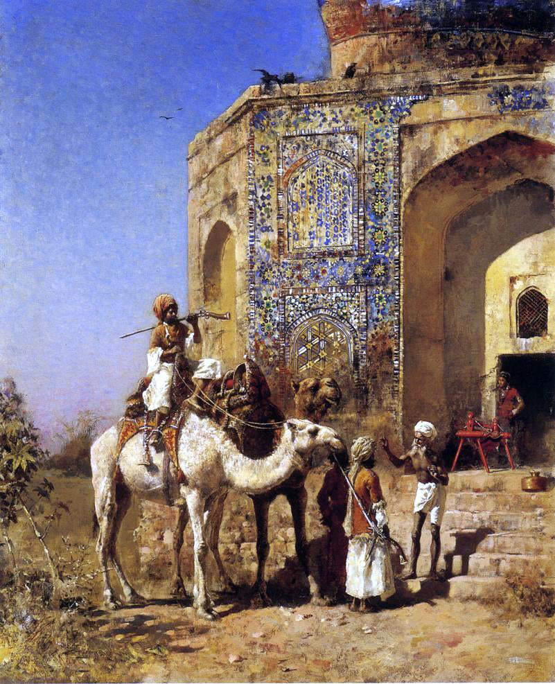 Edwin Lord Weeks Old Blue-Tiled Mosque, Outside of Delhi, India - Hand Painted Oil Painting