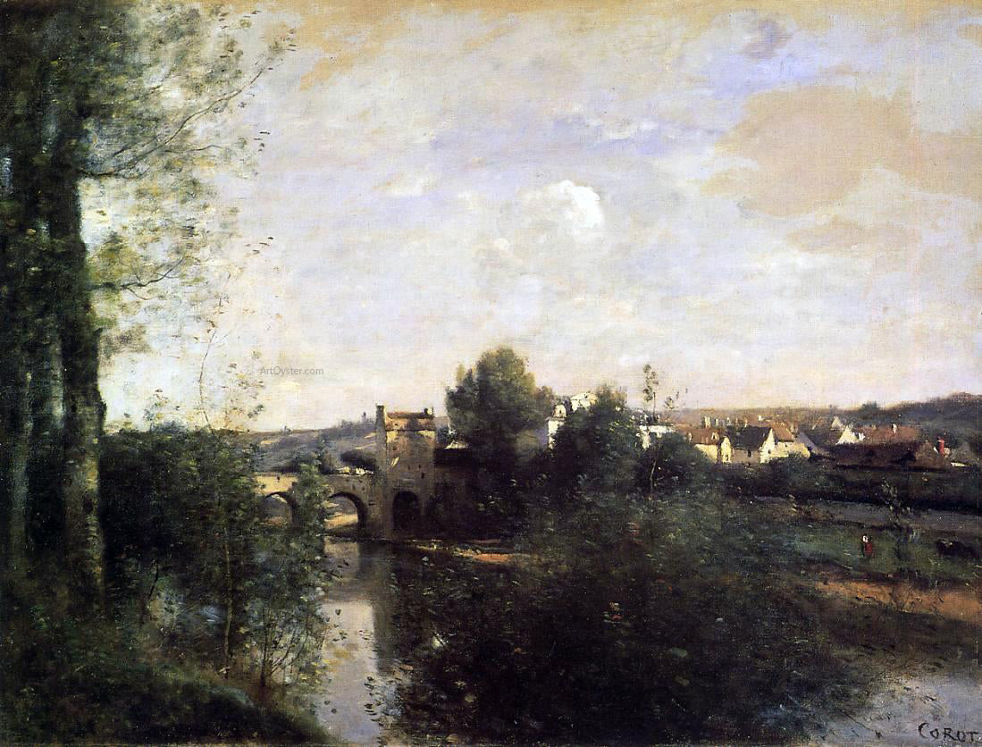 Jean-Baptiste-Camille Corot Old Bridge at Limay, on the Seine - Hand Painted Oil Painting