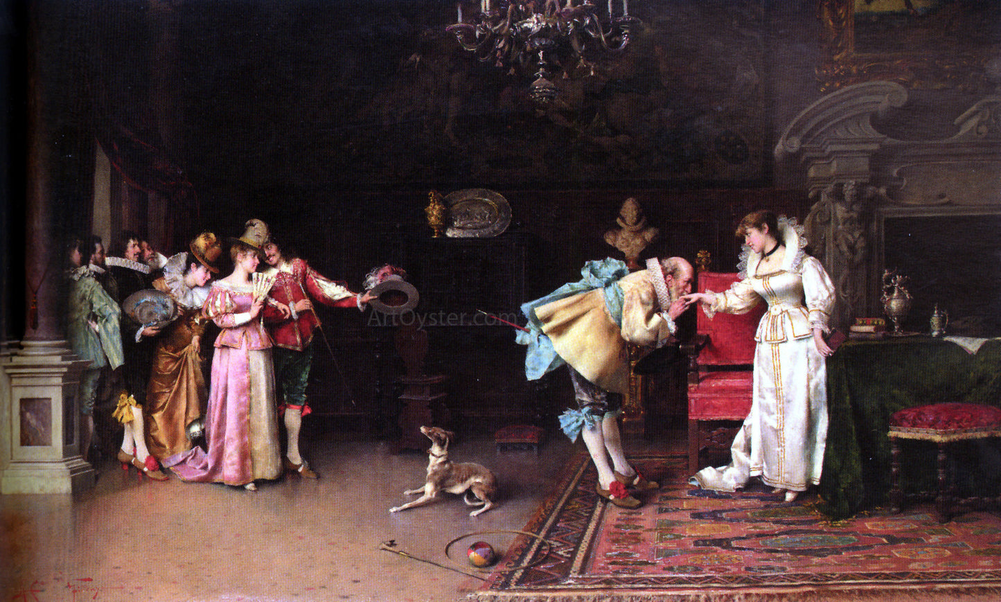 Adriano Cecchi Old Fashioned Gallantry - Hand Painted Oil Painting