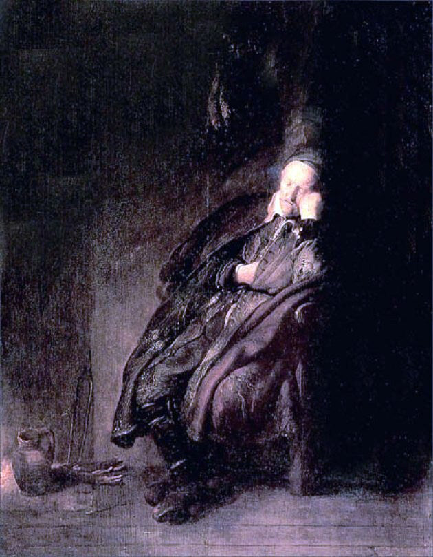 Rembrandt Van Rijn Old man Sleeping - Hand Painted Oil Painting