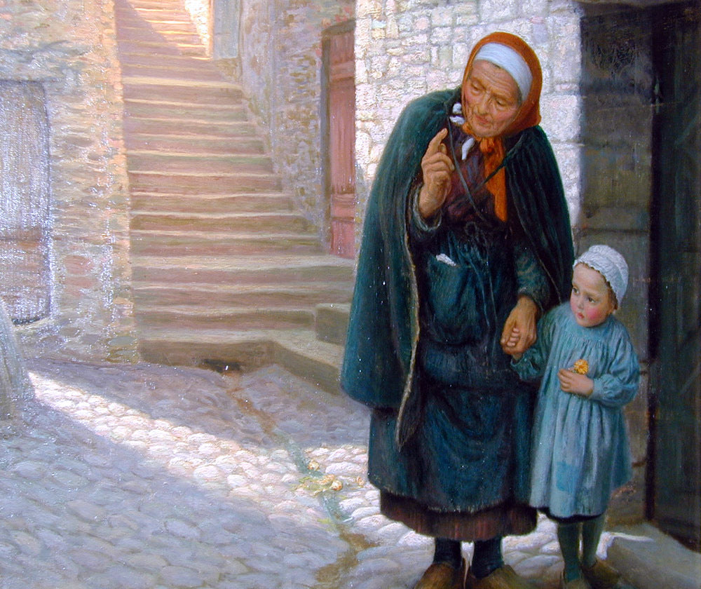 Arthur Hughes Old Neighbour Gone Bye - Hand Painted Oil Painting