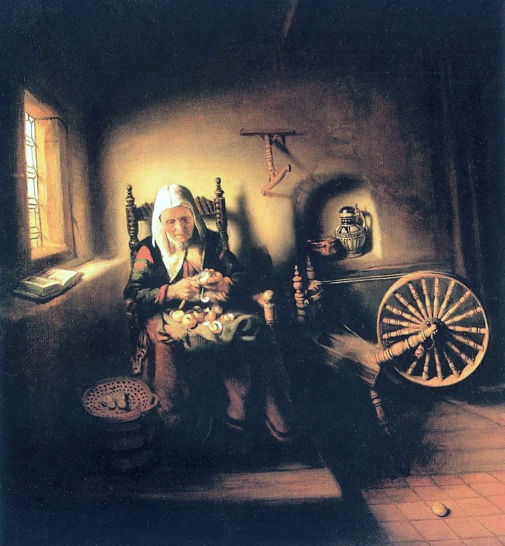 Nicolaes Maes Old Woman Peeling Apples - Hand Painted Oil Painting