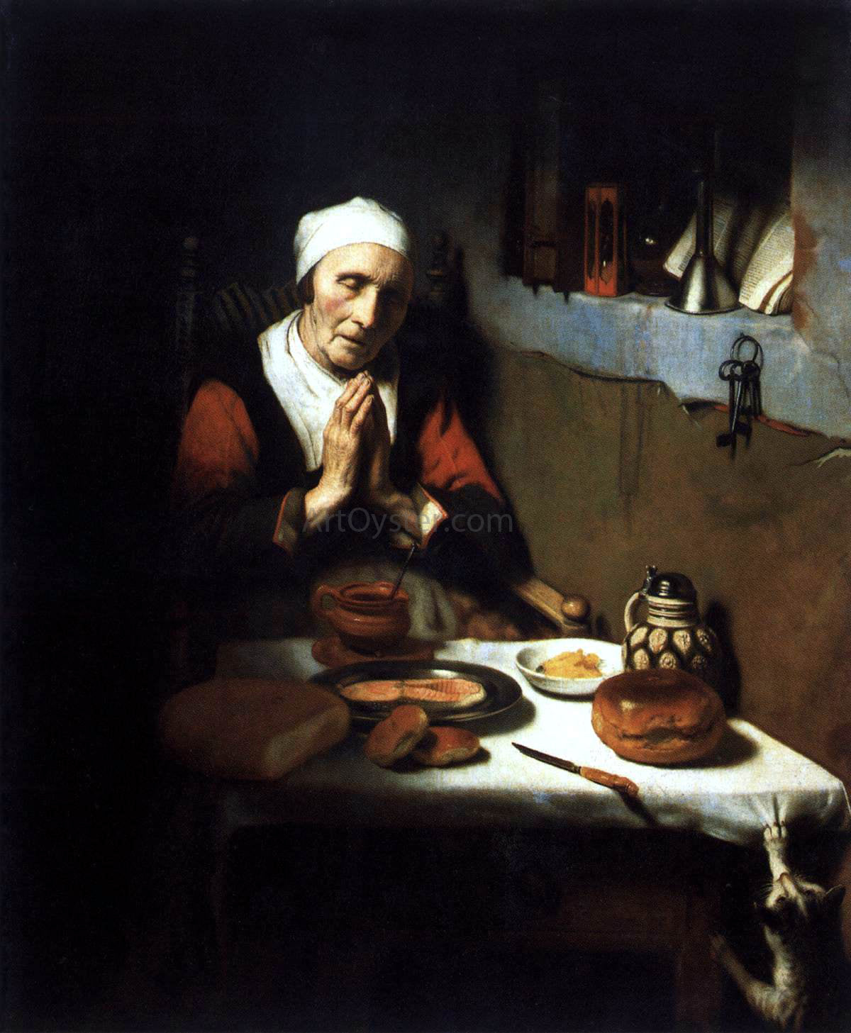 Nicolaes Maes Old Woman Saying Grace - Hand Painted Oil Painting