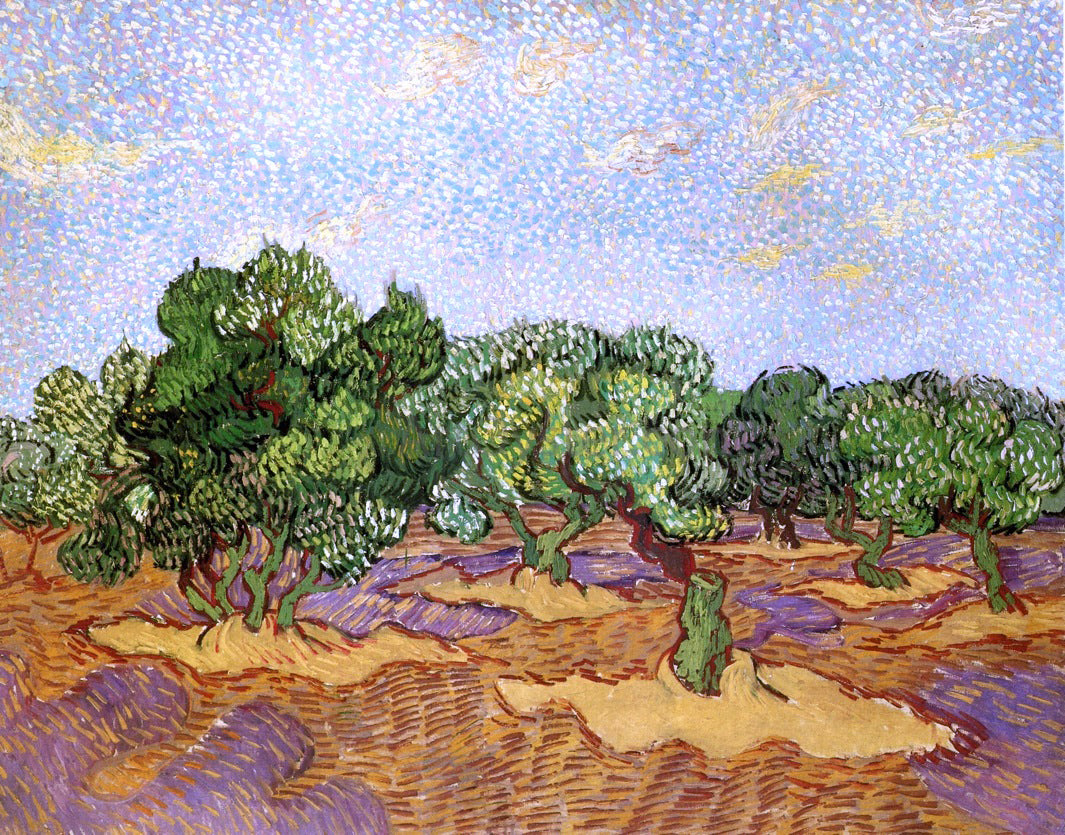 Vincent Van Gogh Olive Grove: Pale Blue Sky - Hand Painted Oil Painting