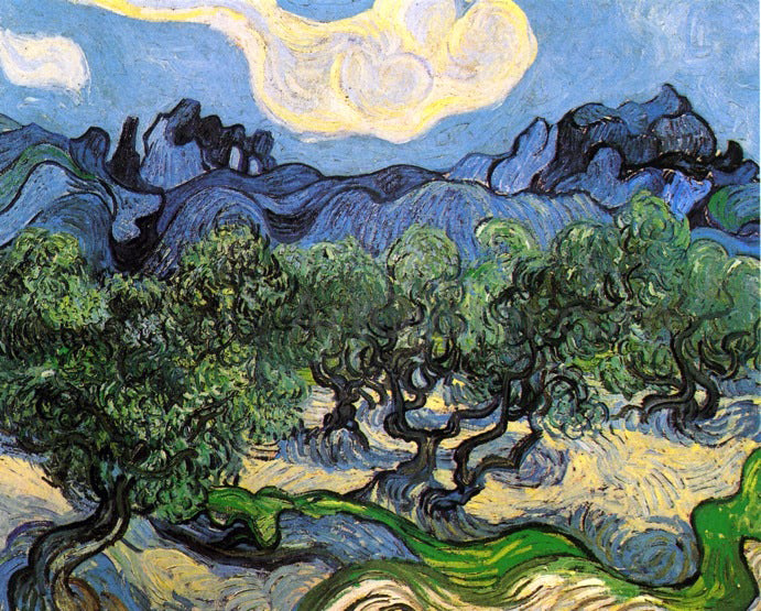 Vincent Van Gogh Olive Trees with the Alpilles in the Background - Hand Painted Oil Painting