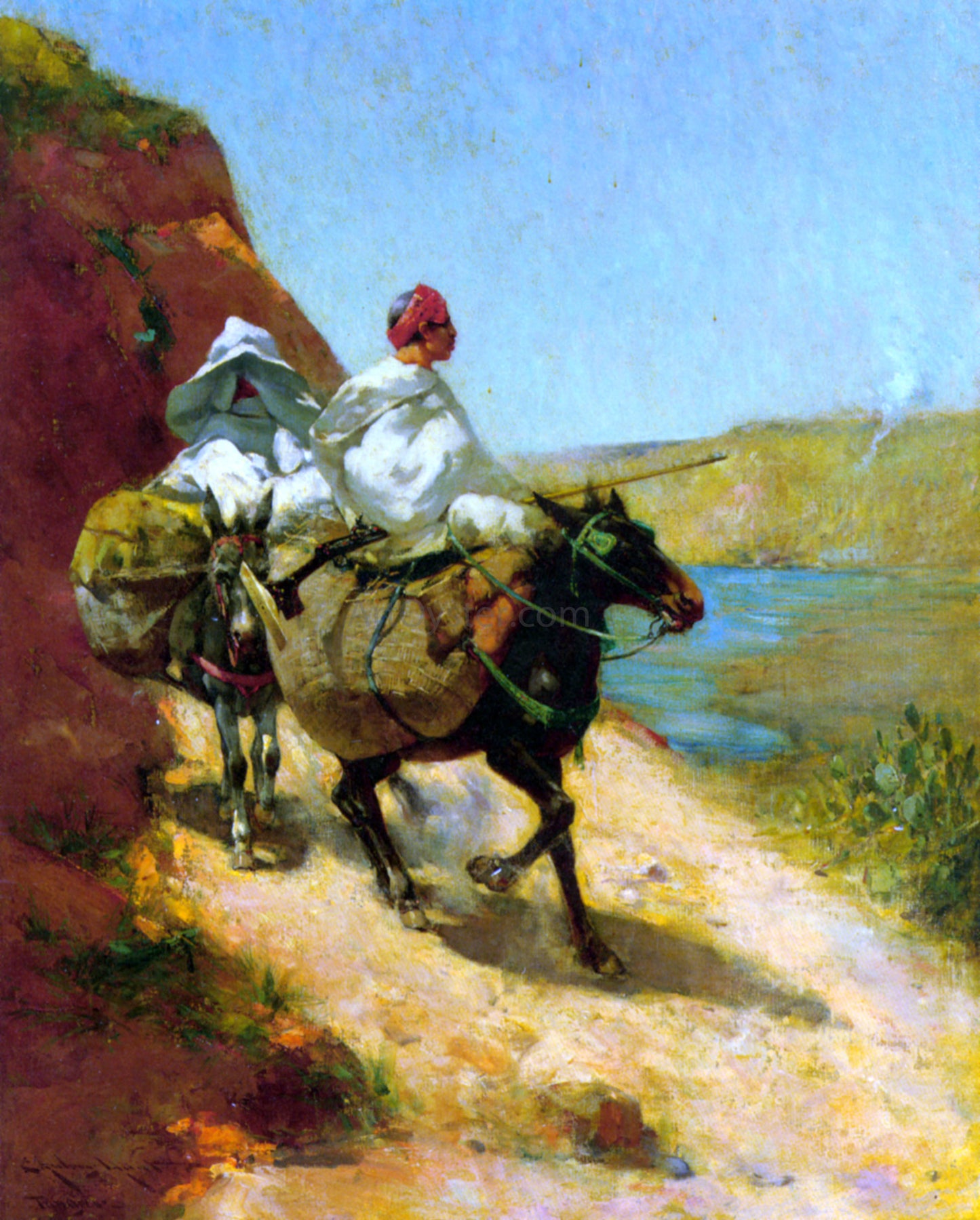 Edward Aubrey Hunt On a Mountain Path - Hand Painted Oil Painting