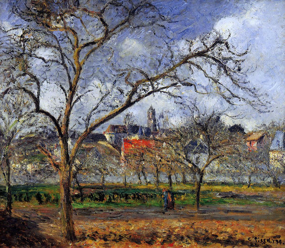 Camille Pissarro On Orchard in Pontoise in Winter - Hand Painted Oil Painting