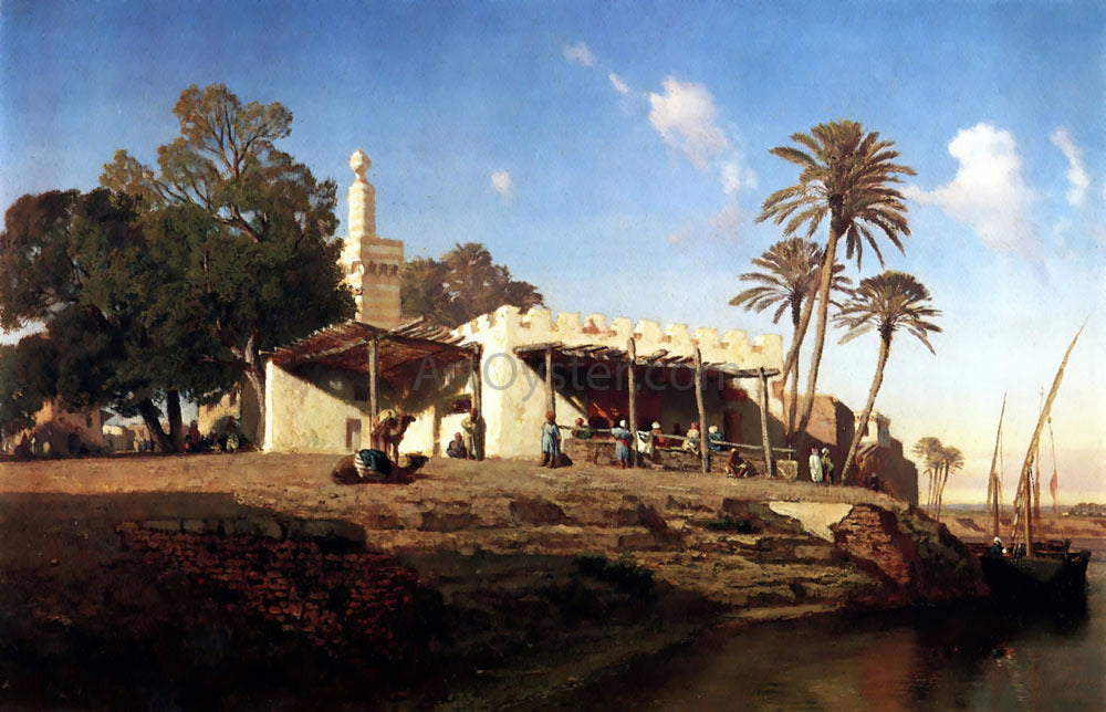 Prosper Marilhat On the banks of the Nile - Hand Painted Oil Painting