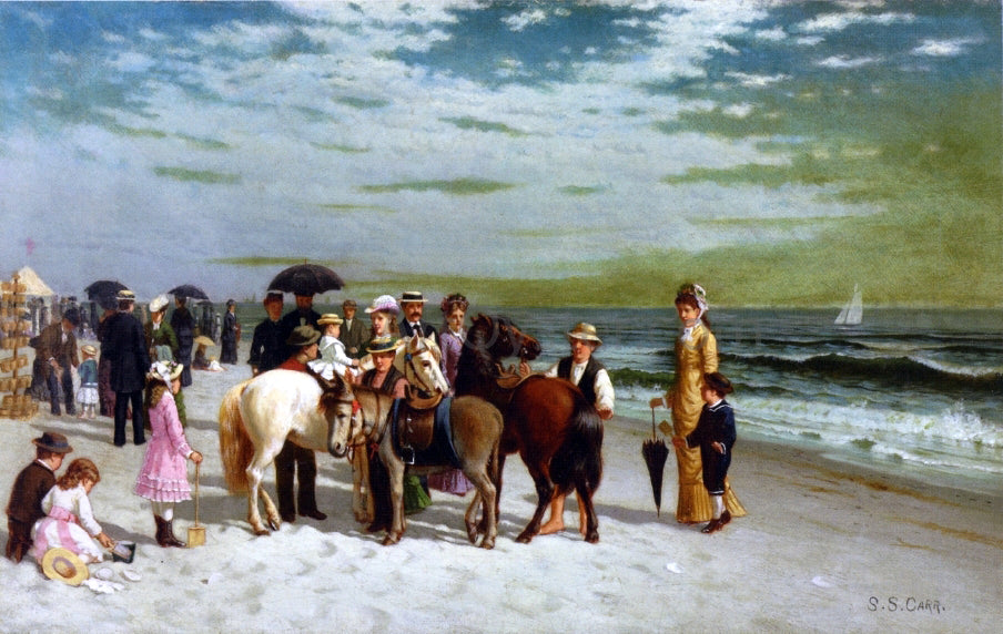 Samuel S Carr On the Beach at Coney Island - Hand Painted Oil Painting