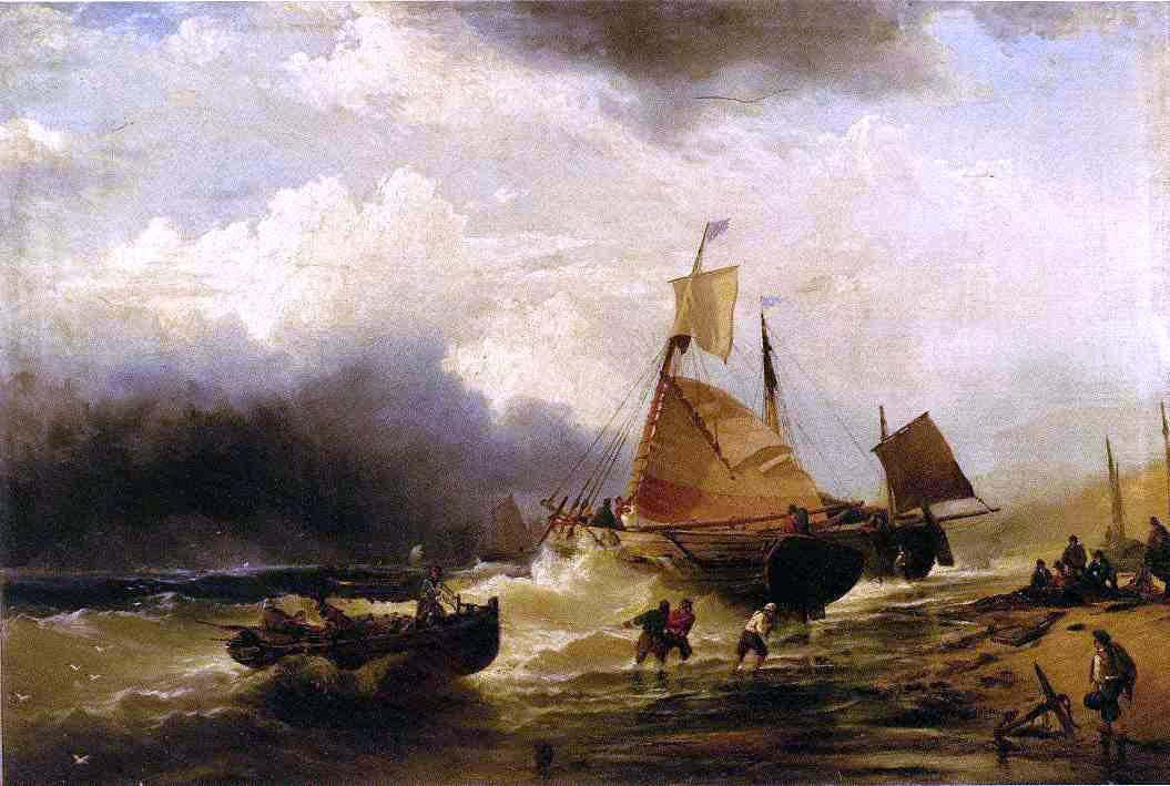 Edward Moran On the Beach at Digby - Hand Painted Oil Painting