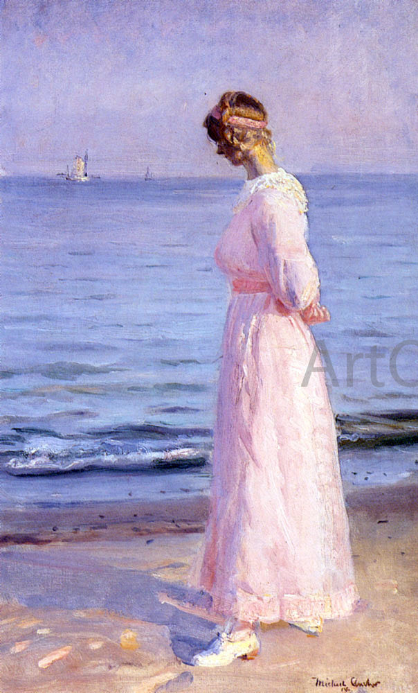Michael Peter Ancher On the Beach at Skagen - Hand Painted Oil Painting