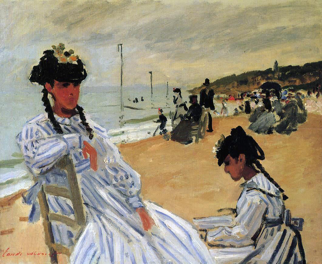 Claude Oscar Monet On the Beach at Trouville - Hand Painted Oil Painting