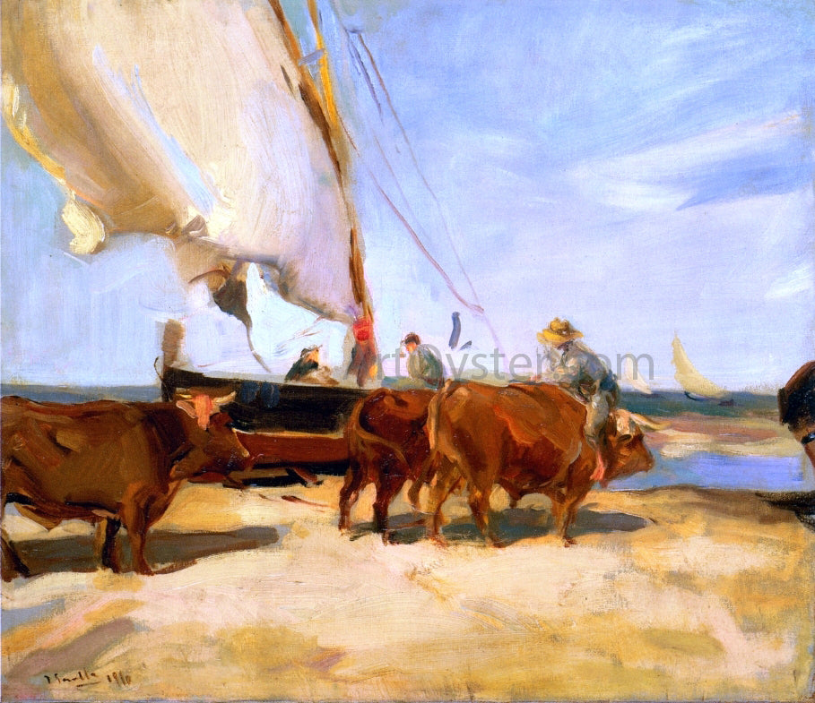 Joaquin Sorolla Y Bastida On the Beach at Valencia - Hand Painted Oil Painting