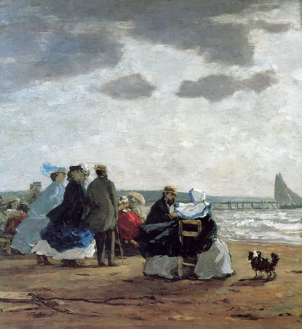 Eugene-Louis Boudin On the Beach, Dieppe - Hand Painted Oil Painting
