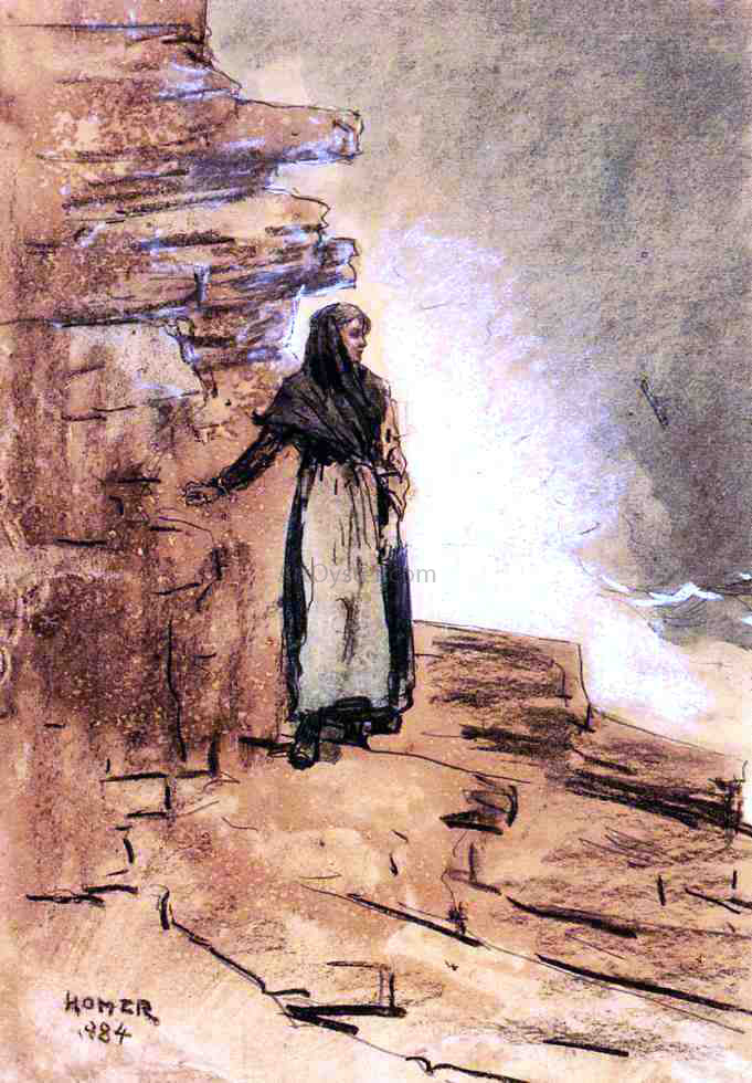 Winslow Homer On the Cliff, Prout's Neck - Hand Painted Oil Painting