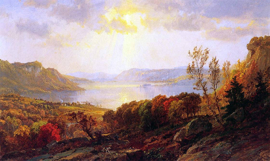 Jasper Francis Cropsey On the Hudson near West Point - Hand Painted Oil Painting
