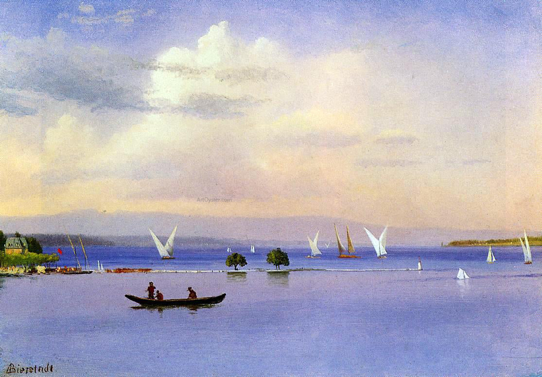 Albert Bierstadt On the Lake - Hand Painted Oil Painting