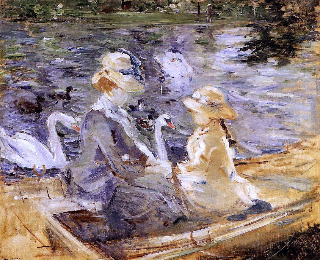 Berthe Morisot On the Lake in the Bois de Boulogne - Hand Painted Oil Painting