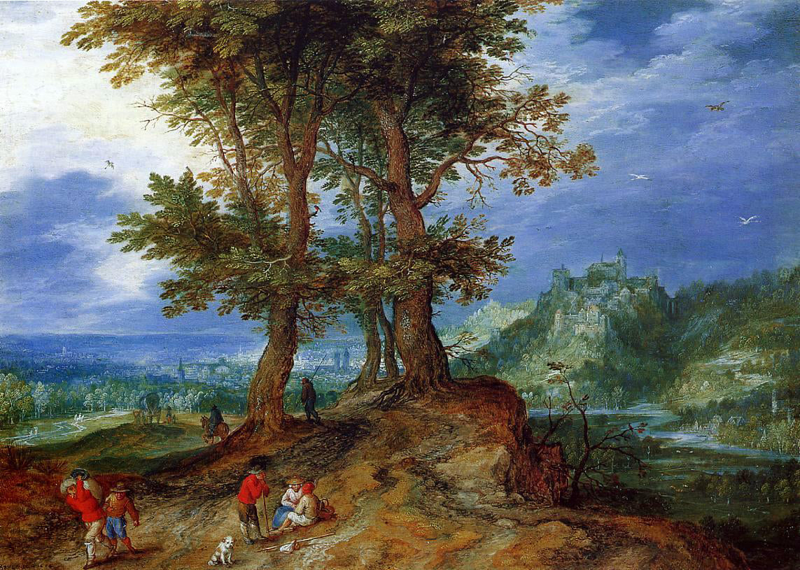 The Elder Jan Bruegel On the Road to Market - Hand Painted Oil Painting