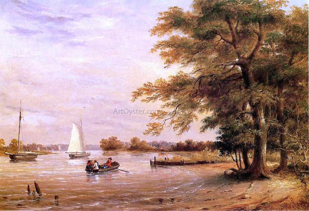 Thomas Birch On the Shrewsbury River, Redbank, New Jersey - Hand Painted Oil Painting