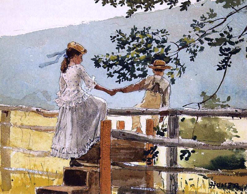 Winslow Homer On the Stile - Hand Painted Oil Painting