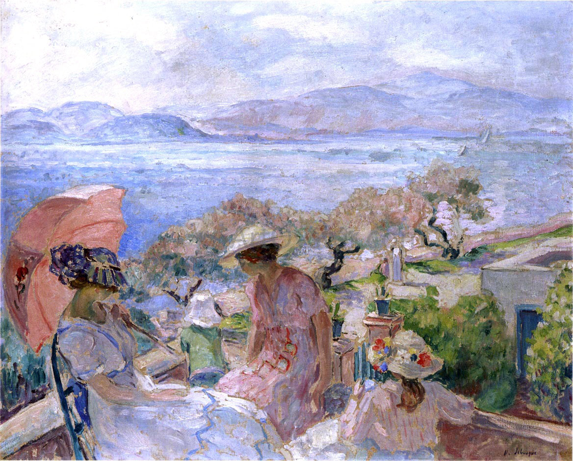 Henri Lebasque On the Terrace by the Sea at St Maxime - Hand Painted Oil Painting