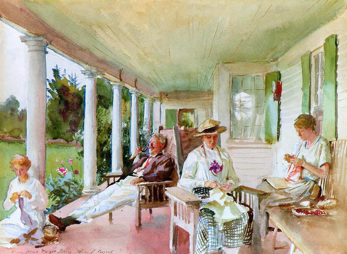 John Singer Sargent On the Verandah (also known as Ironbound Island, Maine) - Hand Painted Oil Painting