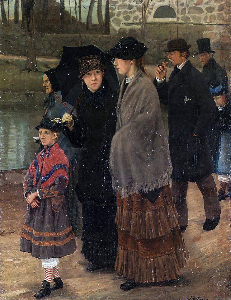 Lauritz Andersen Ring On the Way to Church - Hand Painted Oil Painting