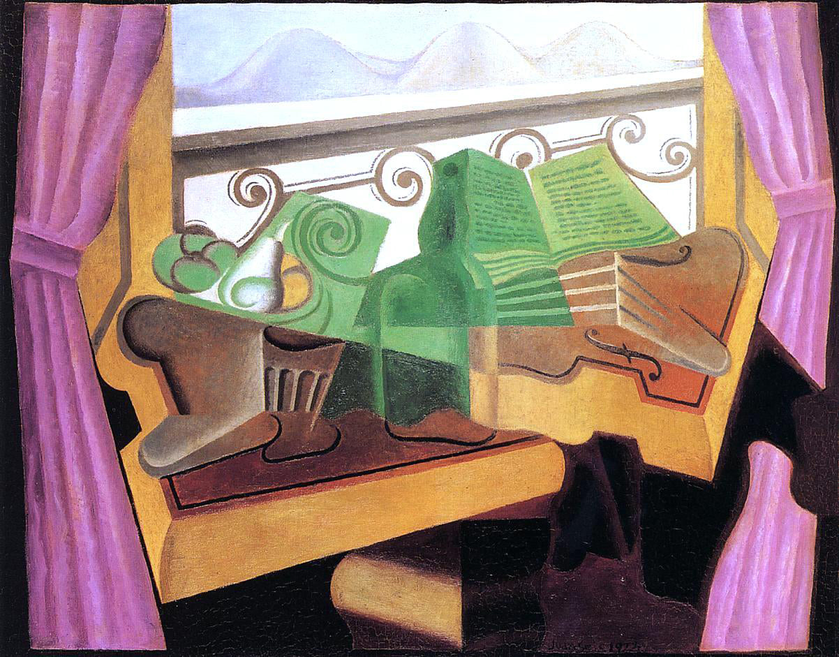 Juan Gris Open Window with Hills - Hand Painted Oil Painting