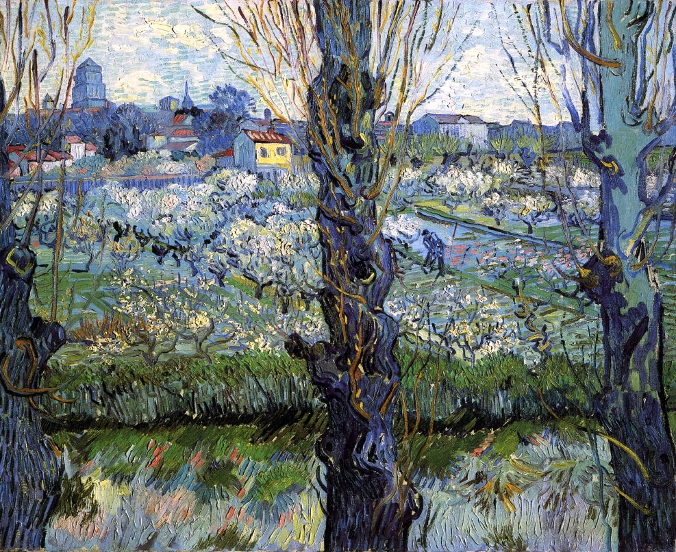 Vincent Van Gogh Orchard in Bloom with Poplars - Hand Painted Oil Painting