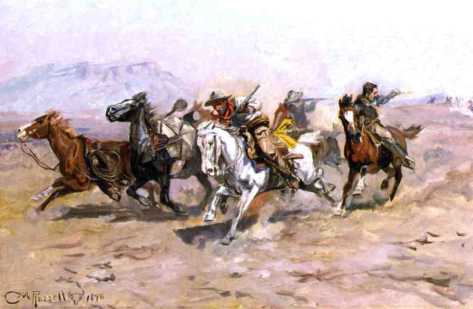Charles Marion Russell Outnumbered - Hand Painted Oil Painting