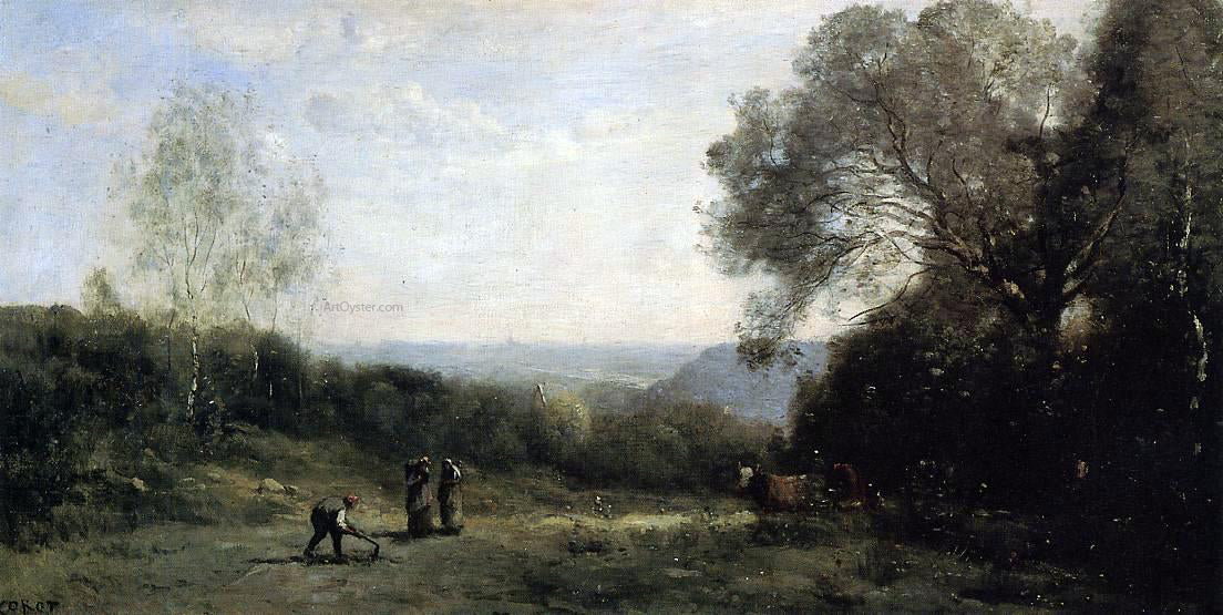 Jean-Baptiste-Camille Corot Outside Paris - The Heights above Ville d'Avray - Hand Painted Oil Painting